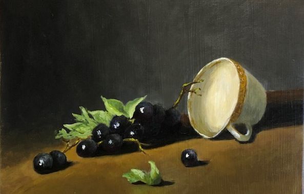 Tea Cup and Grapes-Dominique Carrie