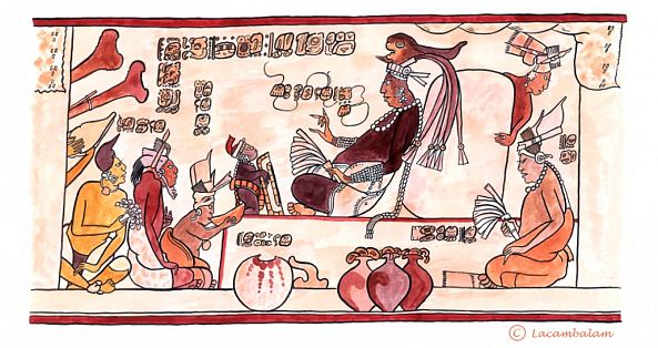 Maya Ceramic Motif "Maya king with dwarf"-Jens Rohark