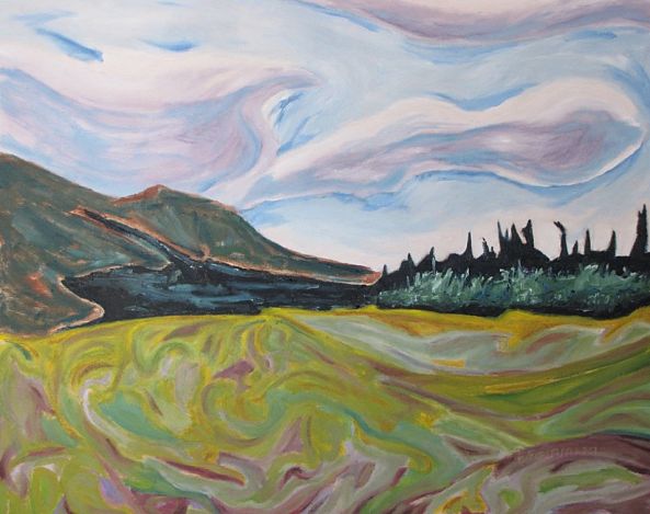 Mont Saint-Joseph sur un champ doré, Mount St-Joseph On A Yellow Field-Francois Fournier