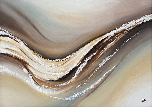 Fragile Balance, acrylic, texture, brown beige, abstract, framed-Olivia Maro